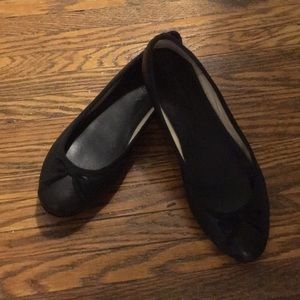 Black J Crew Leather Bow Ballet Flats 8
